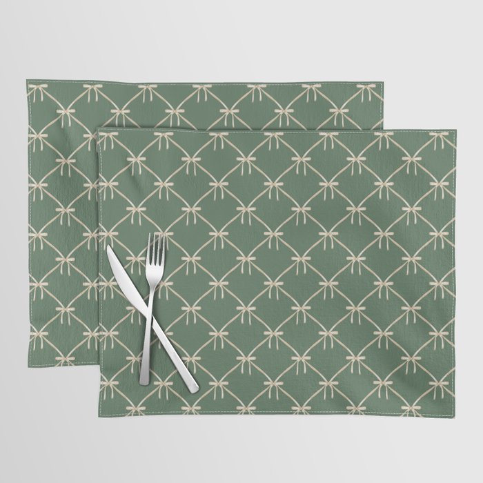 Bows & Ribbons Pattern XXVI Natural Green Placemat Gallery Image 1