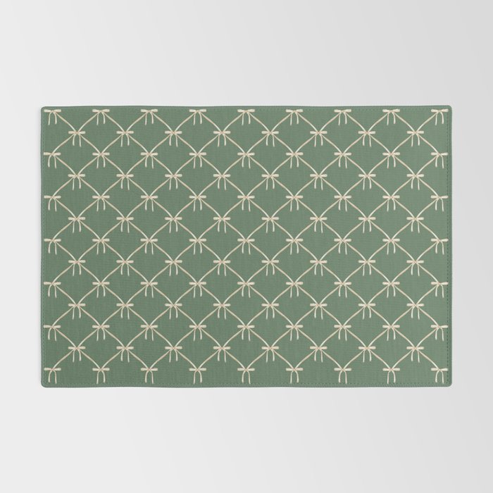 Bows & Ribbons Pattern XXVI Natural Green Rug Gallery Image 2