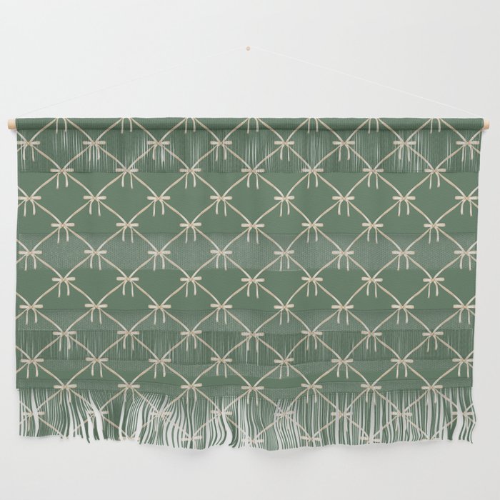 Bows & Ribbons Pattern XXVI Natural Green Wall Hanging Gallery Image 1