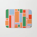 Geometric Modulus Retro Contemporary Pattern Pink Light Blue Orange Green Bath Mat Gallery Image 1