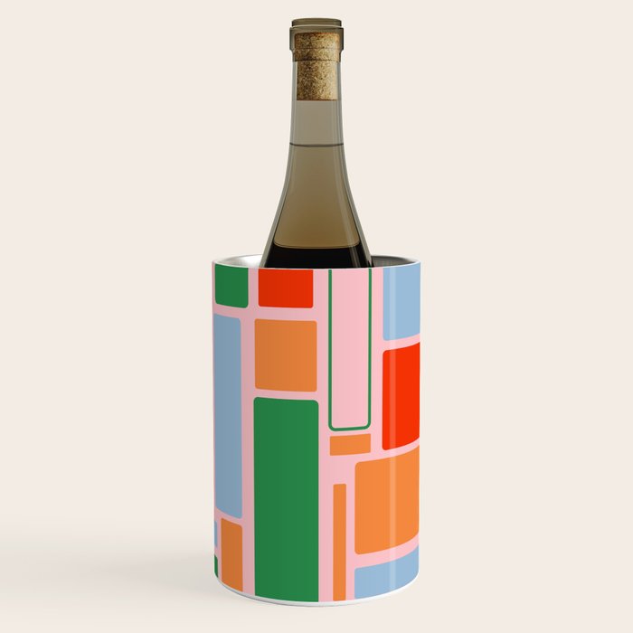 Geometric Modulus Retro Contemporary Pattern Pink Light Blue Orange Green Wine Chiller Gallery Image 3