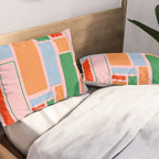 Geometric Modulus Retro Contemporary Pattern Pink Light Blue Orange Green Pillow Sham Gallery Image 2