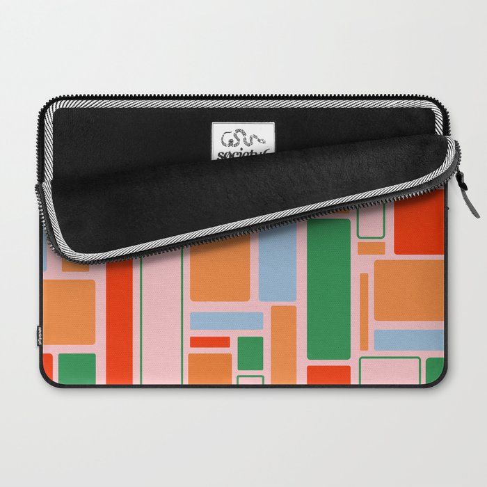 Geometric Modulus Retro Contemporary Pattern Pink Light Blue Orange Green Laptop Sleeve Gallery Image 2