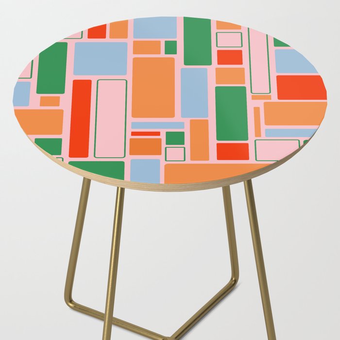 Geometric Modulus Retro Contemporary Pattern Pink Light Blue Orange Green Side Table Gallery Image 2