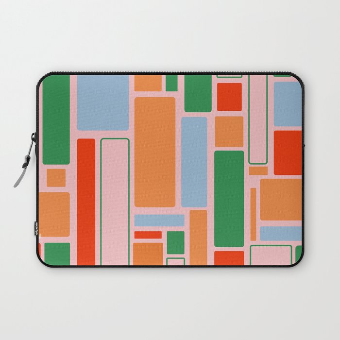 Geometric Modulus Retro Contemporary Pattern Pink Light Blue Orange Green Laptop Sleeve Gallery Image 1