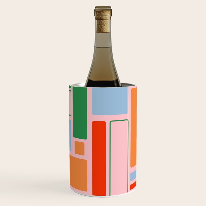 Geometric Modulus Retro Contemporary Pattern Pink Light Blue Orange Green Wine Chiller Gallery Image 2