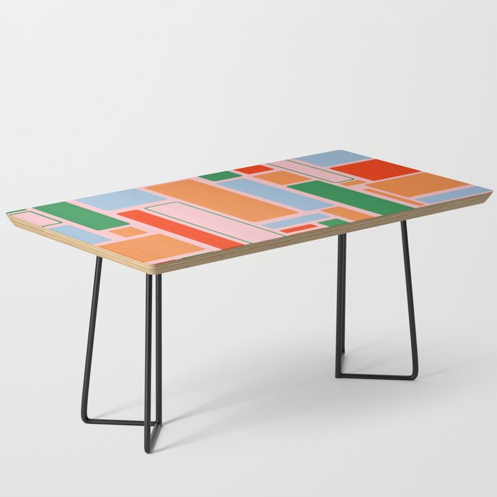 Geometric Modulus Retro Contemporary Pattern Pink Light Blue Orange Green Coffee Table Gallery Image 1