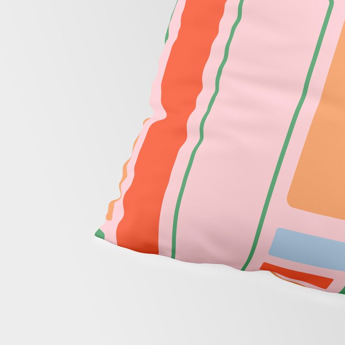 Geometric Modulus Retro Contemporary Pattern Pink Light Blue Orange Green Pillow Sham Gallery Image 4