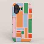 Geometric Modulus Retro Contemporary Pattern Pink Light Blue Orange Green iPhone Case Gallery Image 1