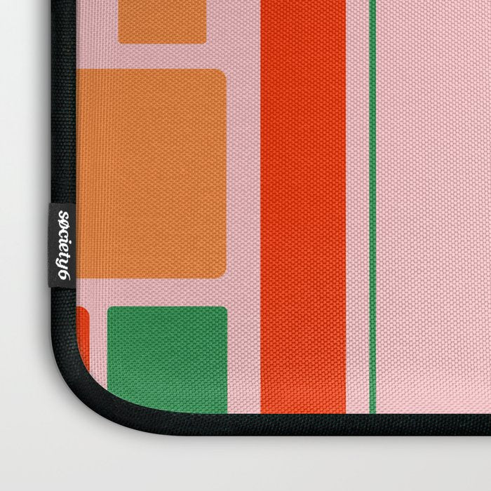 Geometric Modulus Retro Contemporary Pattern Pink Light Blue Orange Green Laptop Sleeve Gallery Image 3