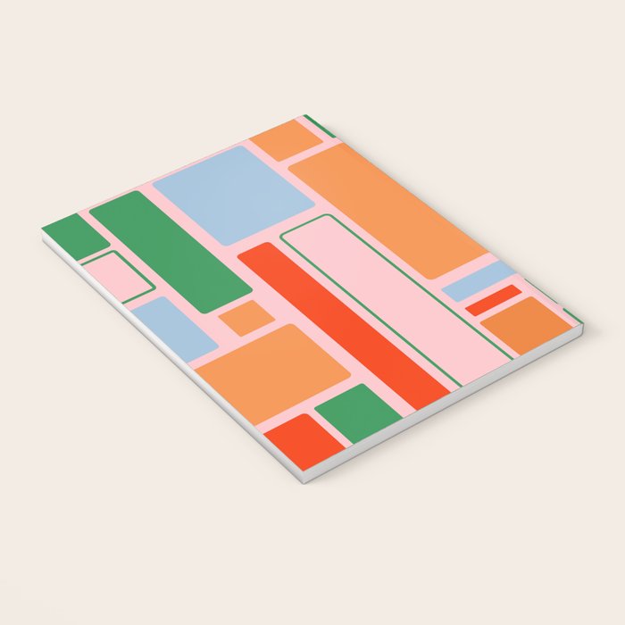 Geometric Modulus Retro Contemporary Pattern Pink Light Blue Orange Green Notebook Gallery Image 3