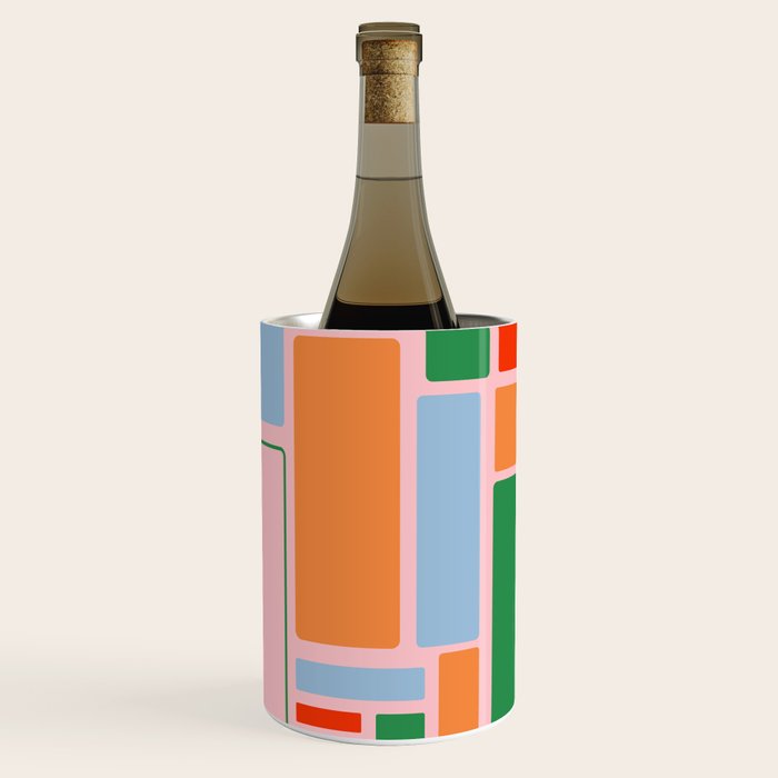Geometric Modulus Retro Contemporary Pattern Pink Light Blue Orange Green Wine Chiller Gallery Image 1