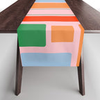 Geometric Modulus Retro Contemporary Pattern Pink Light Blue Orange Green Table Runner Gallery Image 1