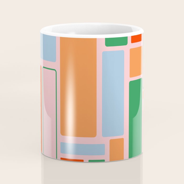 Geometric Modulus Retro Contemporary Pattern Pink Light Blue Orange Green Coffee Mug Gallery Image 4