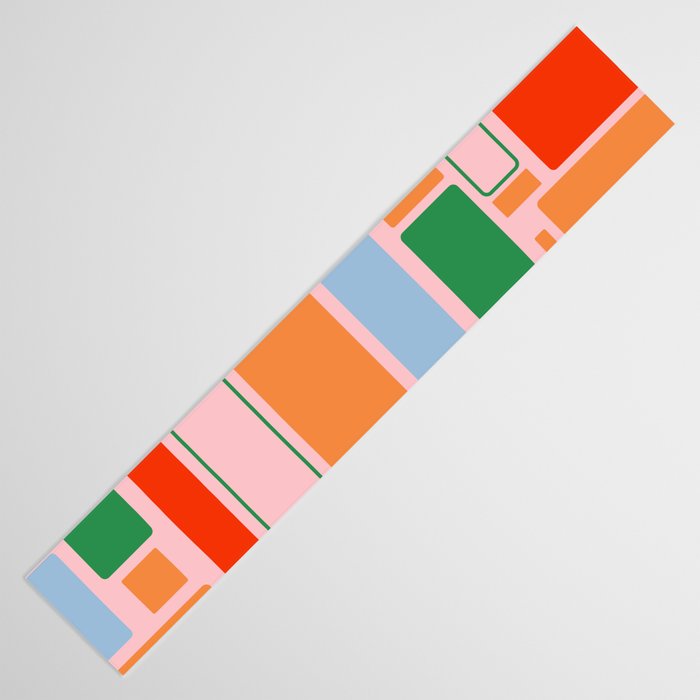 Geometric Modulus Retro Contemporary Pattern Pink Light Blue Orange Green Table Runner Gallery Image 3