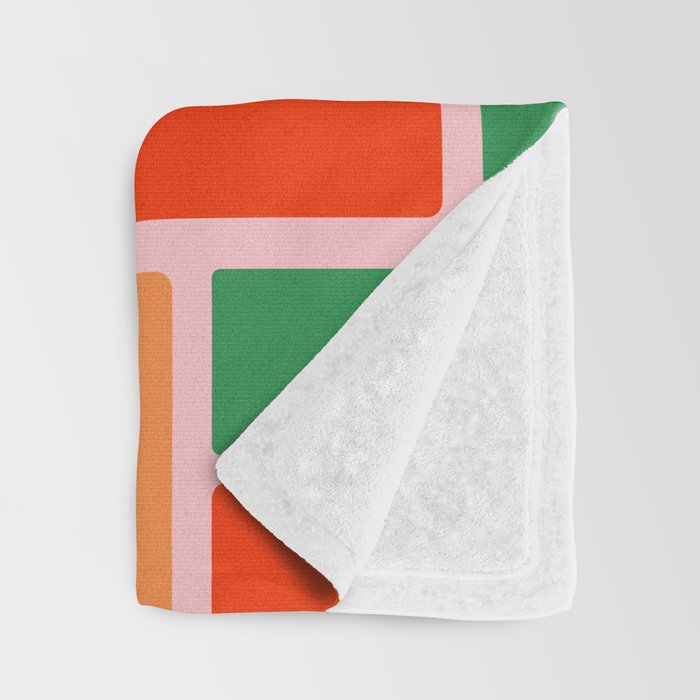 Geometric Modulus Retro Contemporary Pattern Pink Light Blue Orange Green Throw Blanket Gallery Image 3