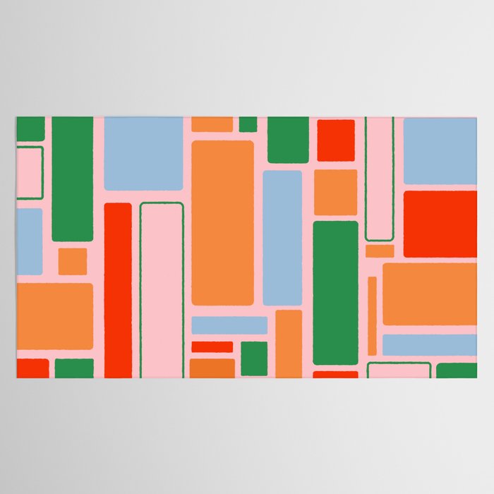 Geometric Modulus Retro Contemporary Pattern Pink Light Blue Orange Green Tablecloth Gallery Image 2