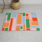 Geometric Modulus Retro Contemporary Pattern Pink Light Blue Orange Green Rug Gallery Image 1