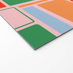 Geometric Modulus Retro Contemporary Pattern Pink Light Blue Orange Green Welcome Mat Gallery Image 2