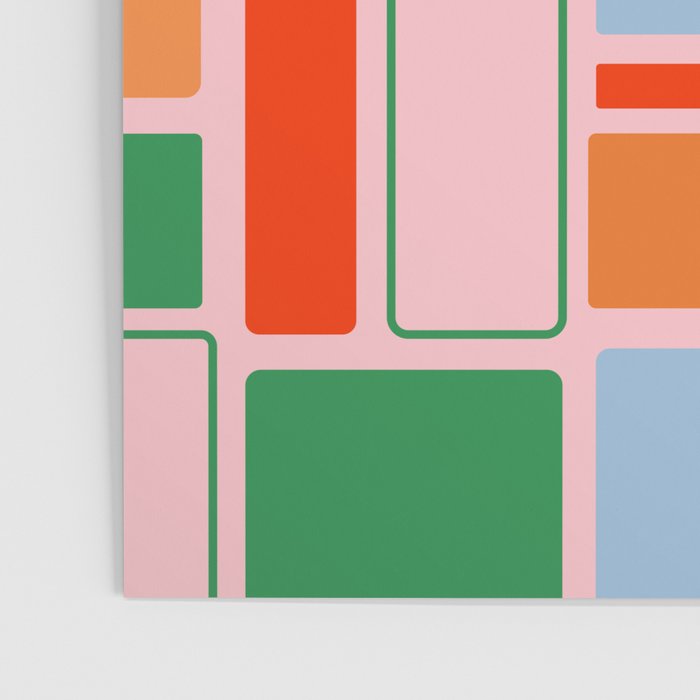 Geometric Modulus Retro Contemporary Pattern Pink Light Blue Orange Green Poster Gallery Image 3
