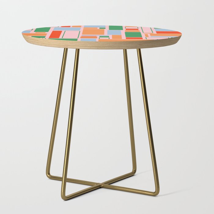 Geometric Modulus Retro Contemporary Pattern Pink Light Blue Orange Green Side Table Gallery Image 1
