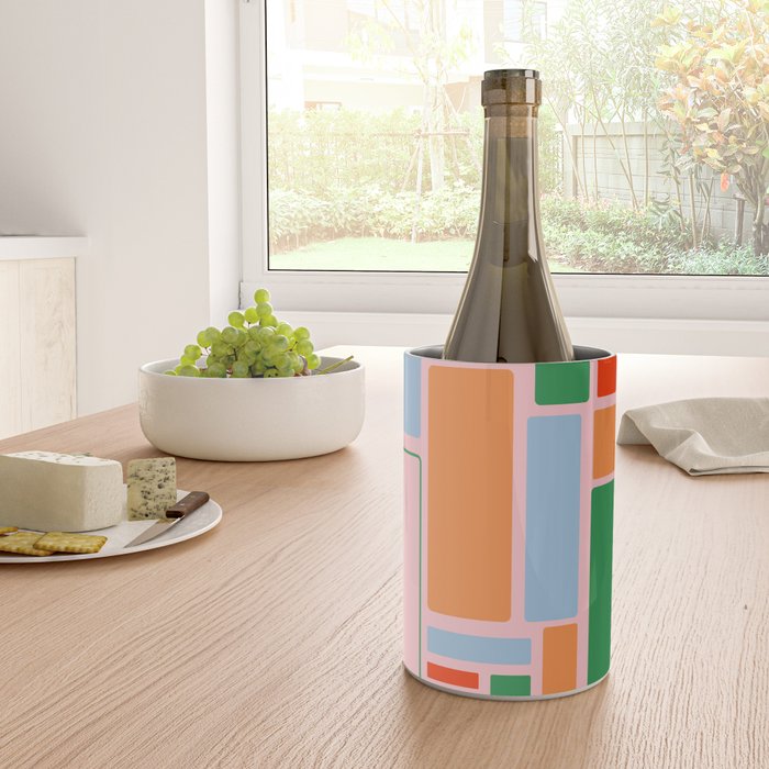 Geometric Modulus Retro Contemporary Pattern Pink Light Blue Orange Green Wine Chiller Gallery Image 4
