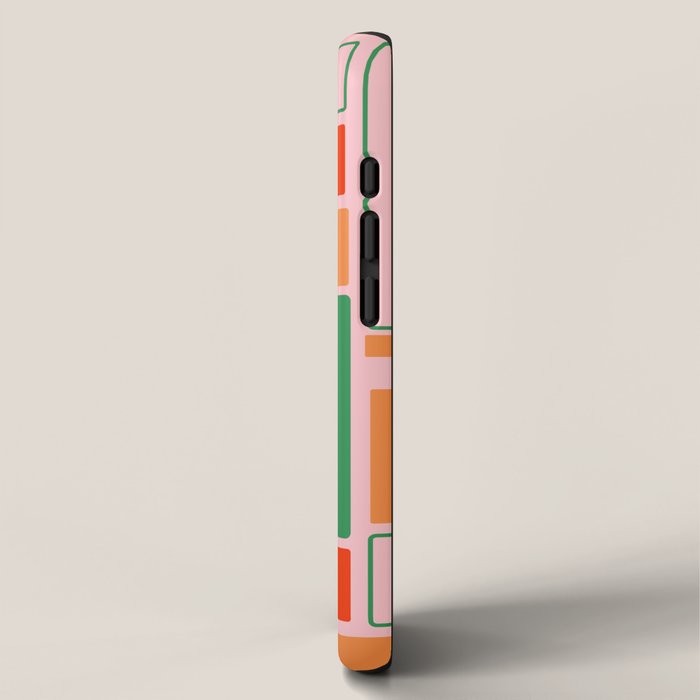 Geometric Modulus Retro Contemporary Pattern Pink Light Blue Orange Green iPhone Case Gallery Image 2