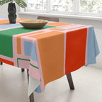 Geometric Modulus Retro Contemporary Pattern Pink Light Blue Orange Green Tablecloth Gallery Image 3