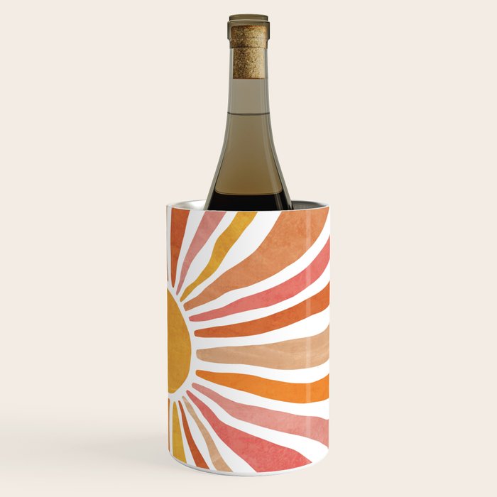 Retro abstract sun in pink, peach, yellow, orange Wine Chiller Gallery Image 2