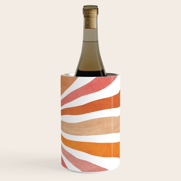 Retro abstract sun in pink, peach, yellow, orange Wine Chiller Gallery Image 1