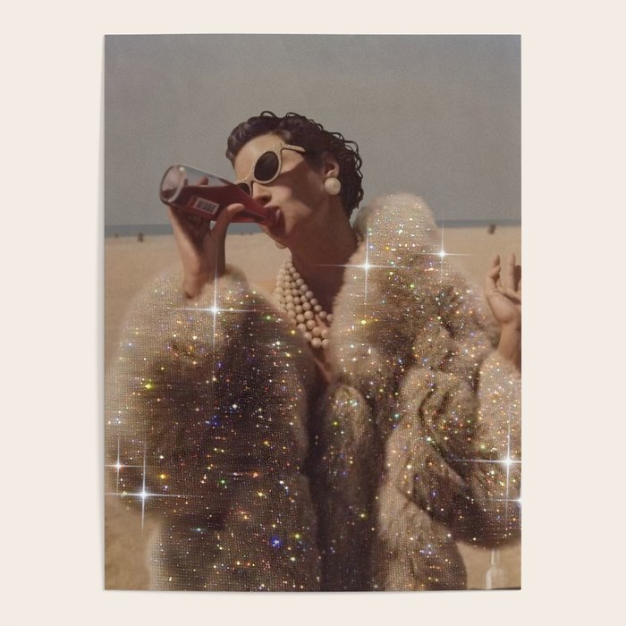 THIRST IN DESERT | collage art by Yana Potter | classic art | old Hollywood style | coat | vintage Poster Gallery Image 1