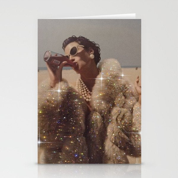 THIRST IN DESERT | collage art by Yana Potter | classic art | old Hollywood style | coat | vintage Stationery Card Gallery Image 2