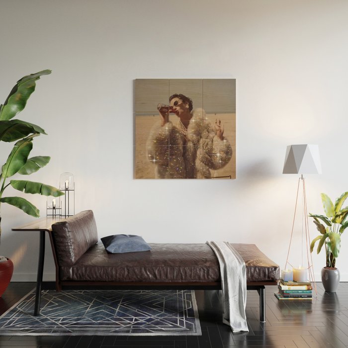 THIRST IN DESERT | collage art by Yana Potter | classic art | old Hollywood style | coat | vintage Wood Wall Art Gallery Image 2