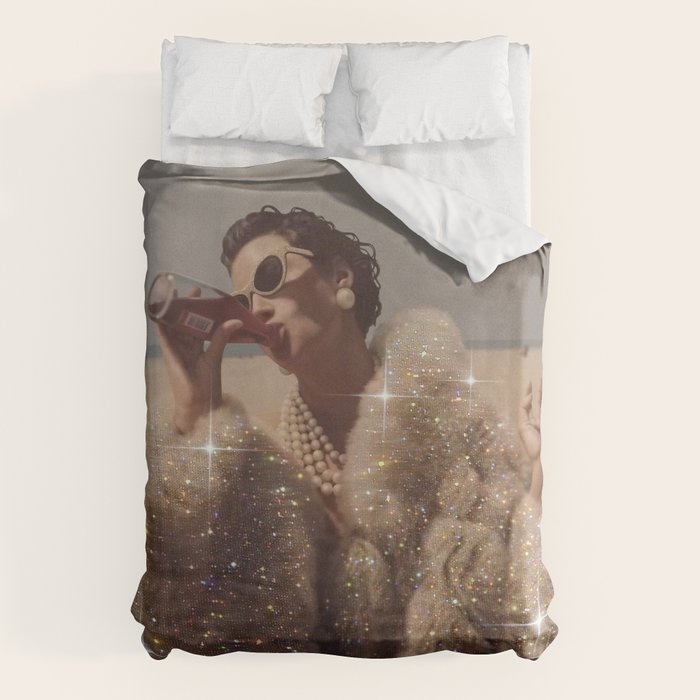 THIRST IN DESERT | collage art by Yana Potter | classic art | old Hollywood style | coat | vintage Duvet Cover Gallery Image 6
