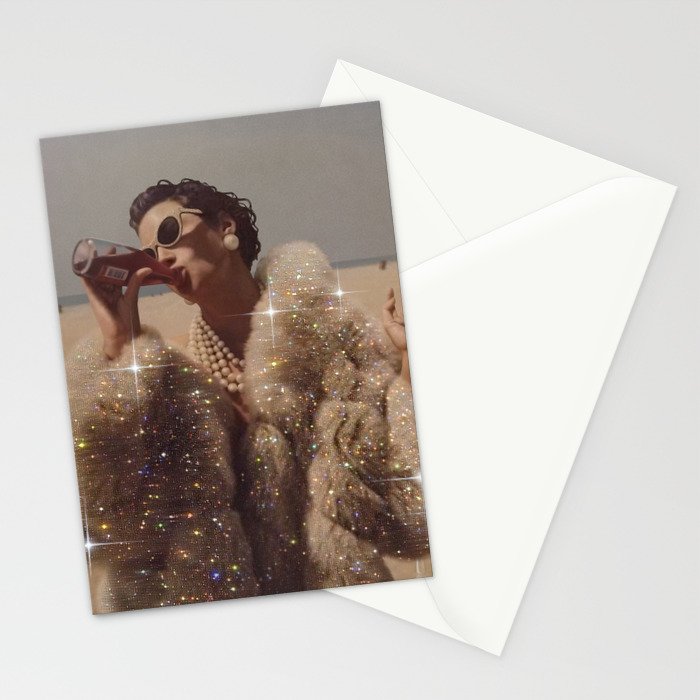 THIRST IN DESERT | collage art by Yana Potter | classic art | old Hollywood style | coat | vintage Stationery Card Gallery Image 2