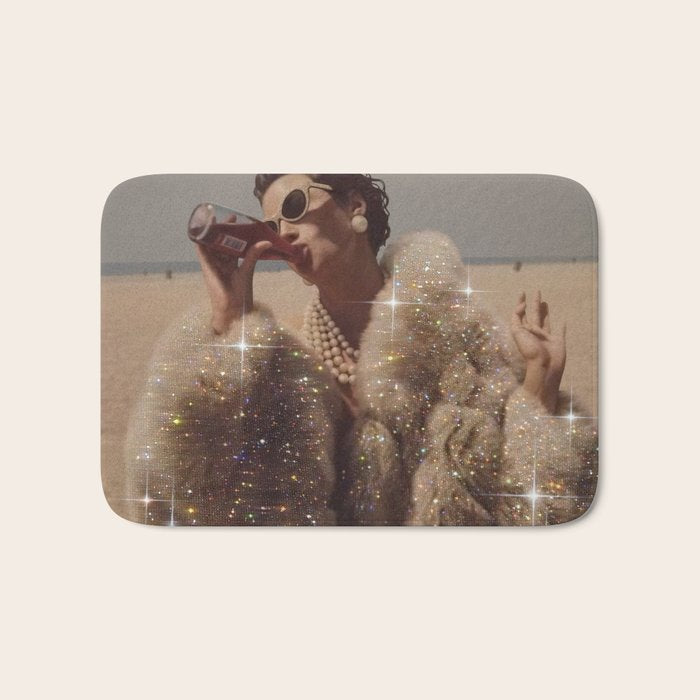 THIRST IN DESERT | collage art by Yana Potter | classic art | old Hollywood style | coat | vintage Bath Mat Gallery Image 1