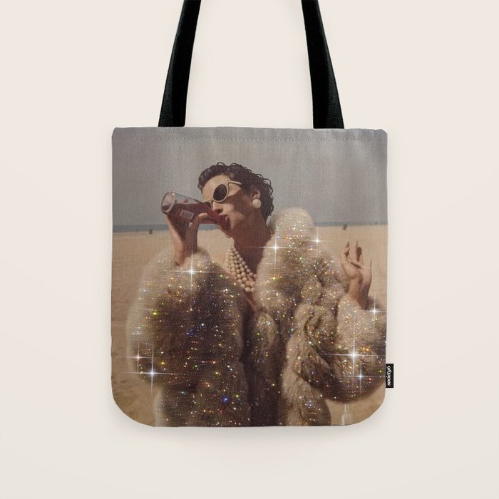 THIRST IN DESERT | collage art by Yana Potter | classic art | old Hollywood style | coat | vintage Tote Bag Gallery Image 1