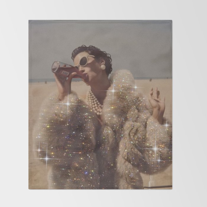 THIRST IN DESERT | collage art by Yana Potter | classic art | old Hollywood style | coat | vintage Throw Blanket Gallery Image 2