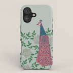 Peacock and Flower - Pink and Sage iPhone Case Gallery Image 1
