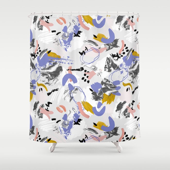 Abstract brush strokes splashes Shower Curtain Gallery Image 1