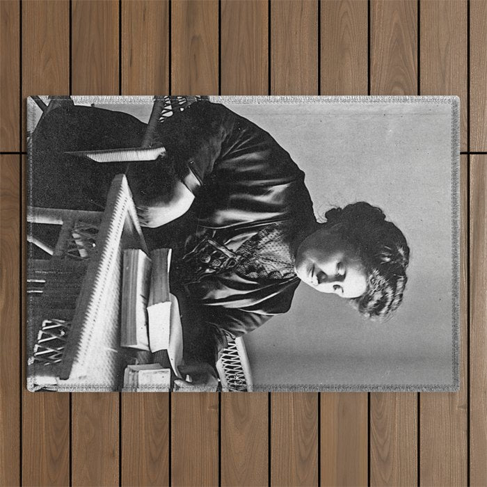 Portrait of Doctor Maria Montessori (1870-1952) Outdoor Rug Gallery Image 1