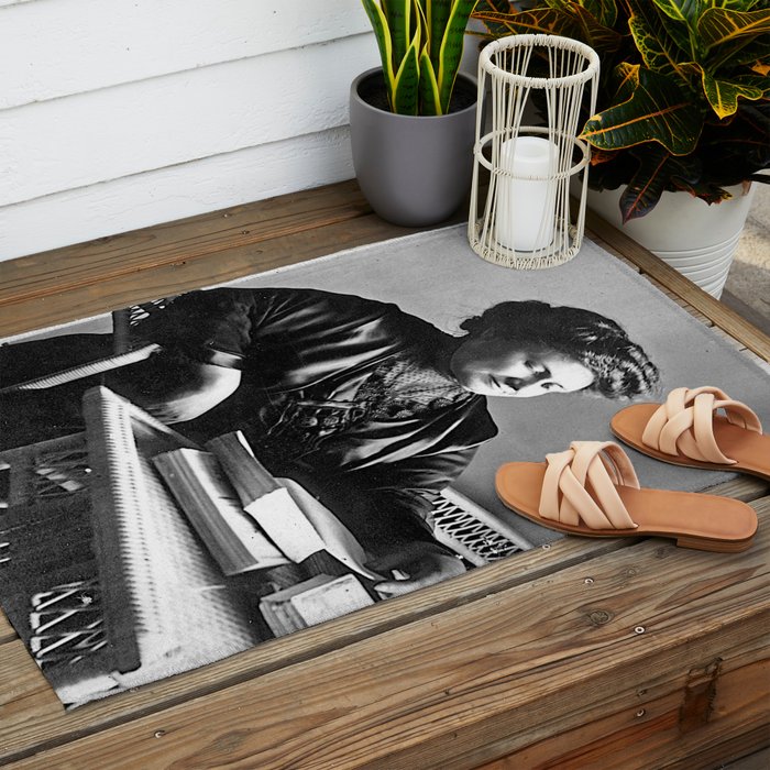 Portrait of Doctor Maria Montessori (1870-1952) Outdoor Rug Gallery Image 2