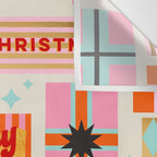 Retro Christmas Gift pattern with Season's Greetings Wall Tapestry Gallery Image 3