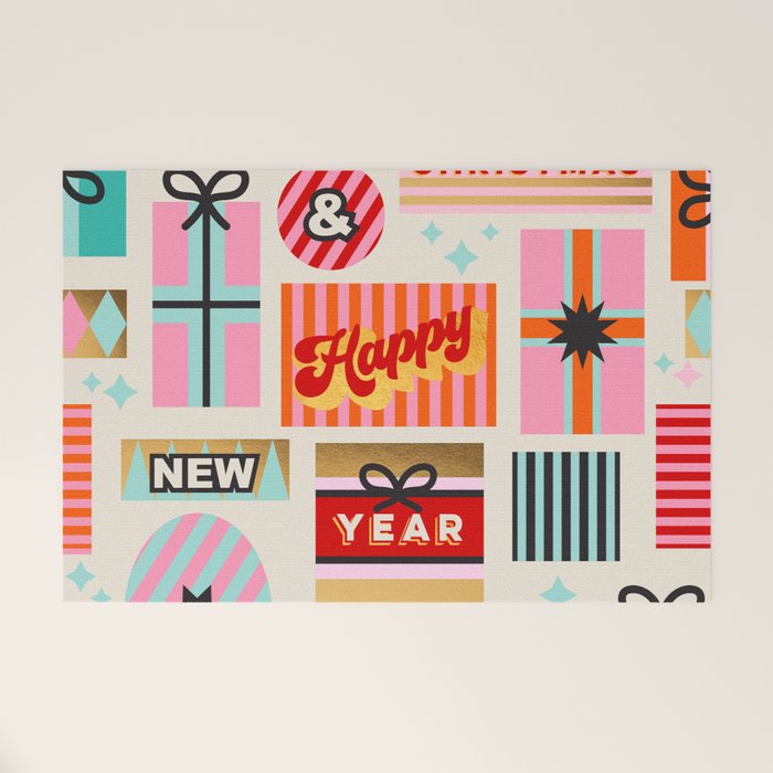 Retro Christmas Gift pattern with Season's Greetings Welcome Mat Gallery Image 1