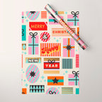 Retro Christmas Gift pattern with Season's Greetings Wrapping Paper Gallery Image 1