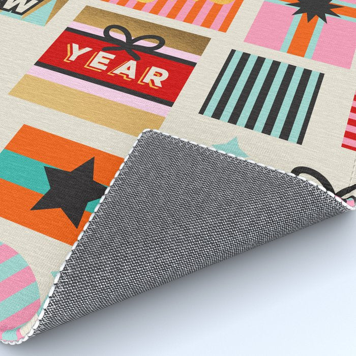 Retro Christmas Gift pattern with Season's Greetings Rug Gallery Image 4