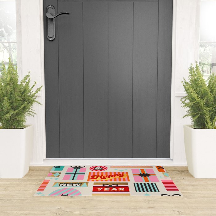 Retro Christmas Gift pattern with Season's Greetings Welcome Mat Gallery Image 3