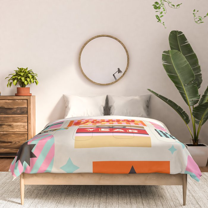 Retro Christmas Gift pattern with Season's Greetings Comforter Gallery Image 3