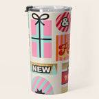 Retro Christmas Gift pattern with Season's Greetings Travel Mug Gallery Image 3