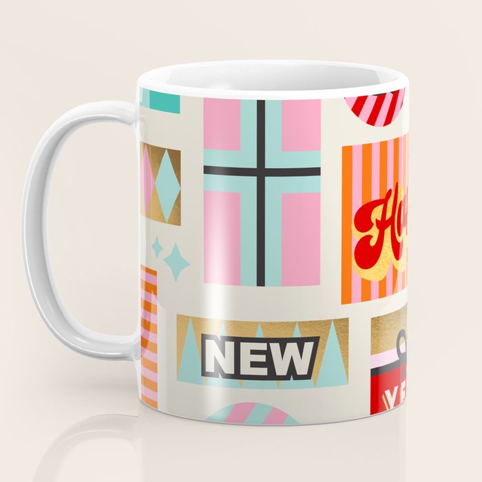 Retro Christmas Gift pattern with Season's Greetings Coffee Mug Gallery Image 3